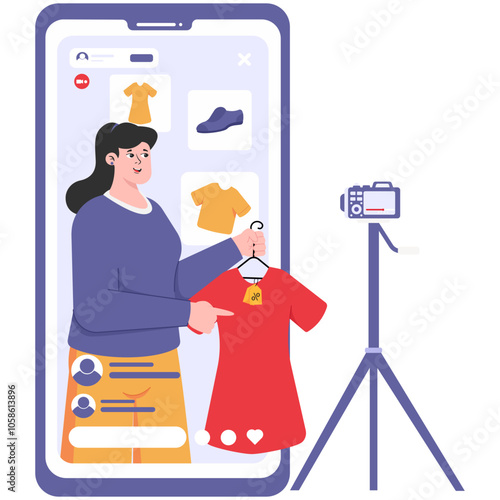 E-Commerce Illustration of Online Clothing Shopping