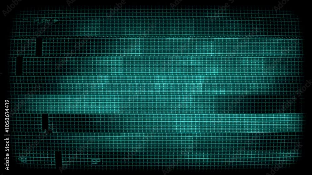 A looping digital style screen background with data glitch and interference effects.

