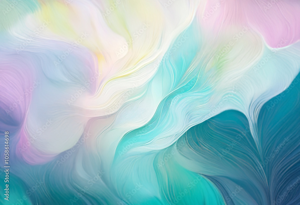 Obraz premium Abstract art with flowing, swirling, and overlapping pastel and blue hues.