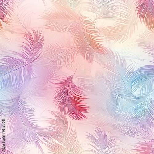 Delicate Pastel-Colored Feathers with Intricate Detail