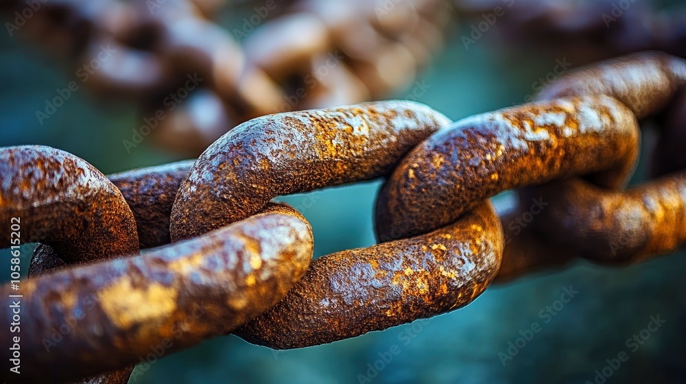 Closeup of Rusty Chain Links