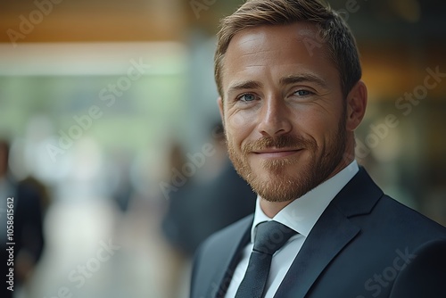 Confident Businessman in Blue Suit with Friendly Smile1 photo