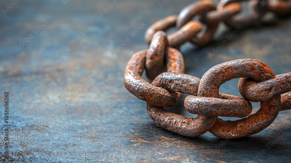 Close-up of Rusty Chain on Metal Surface