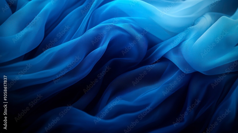 Fototapeta premium Elegant Blue Drapes Creating a Serene Dreamy Backdrop