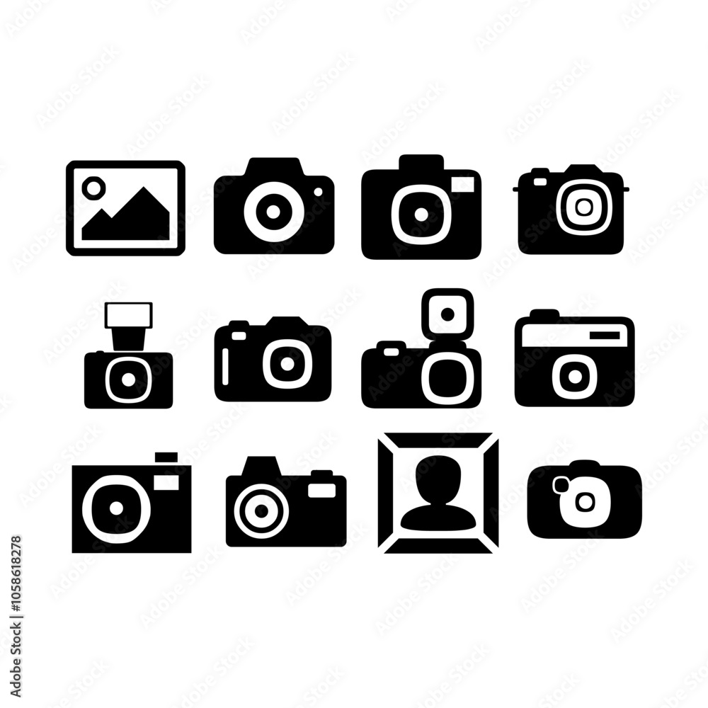 Camera Shutter, Lenses and Photo Camera Icons set. Photography logo, camera icon vector Camera Shutter, Lenses and Photo Camera Icons set. Photography logo, camera icon vector