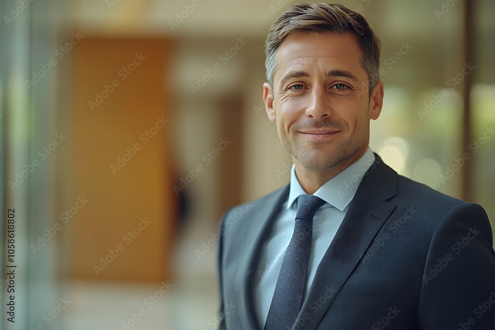 Confident Businessman in Blue Suit, Ready to Lead Confident Businessman in Blue Suit, Ready to Lead