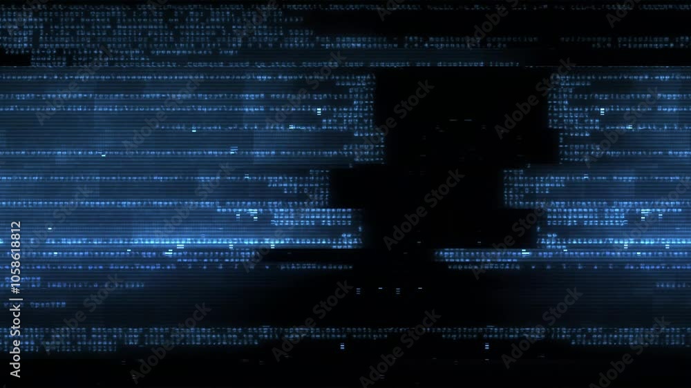 A looping style screen background with data glitch and interference effects.
