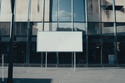 Minimalist Urban Photography of a Blank Billboard Against Modern Architecture