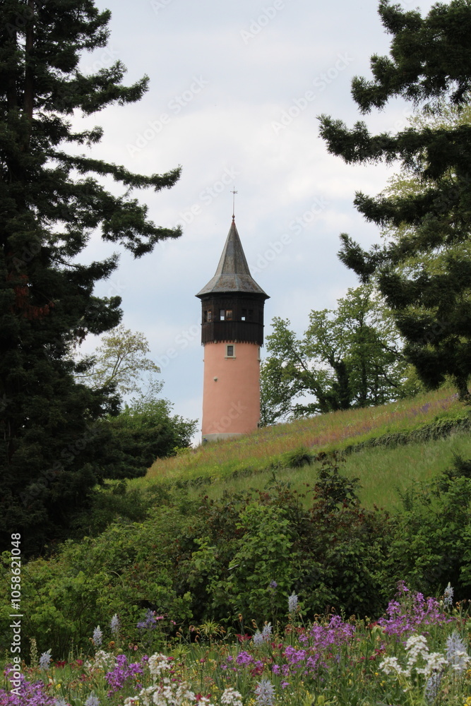 little turret on island Mainau in Germany little turret on island Mainau in Germany