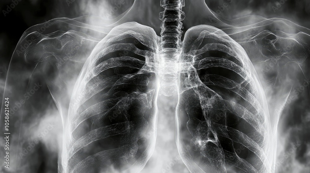 Smoke and Lungs X-Ray - A Symbolic Representation of the Dangers of Smoking Smoke and Lungs X-Ray - A Symbolic Representation of the Dangers of Smoking