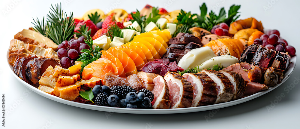 A vibrant platter of colorful new year foods artistically arranged to celebrate the festive season A vibrant platter of colorful new year foods artistically arranged to celebrate the festive season