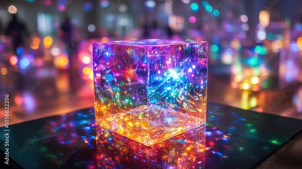 Wondrous lights illuminate a central cube, creating a captivating visual display of vibrant colors, perfect for highlighting the beauty of wondrous lights in any composition. Wondrous lights illuminate a central cube, creating a captivating visual display of vibrant colors, perfect for highlighting the beauty of wondrous lights in any composition.