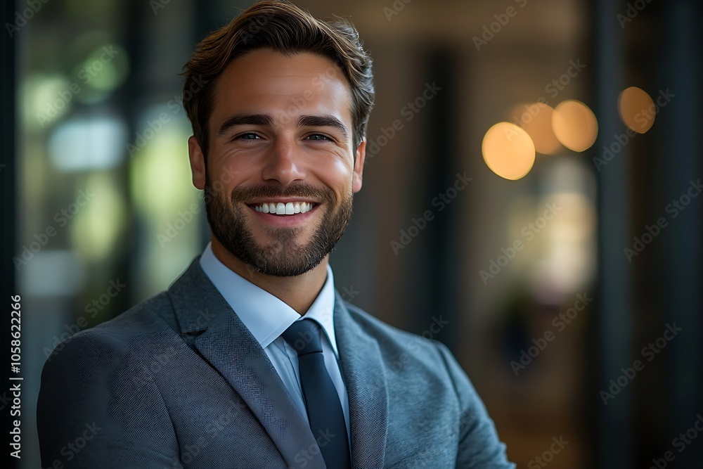 Confident Businessman in Grey Suit Smiling1 Confident Businessman in Grey Suit Smiling1