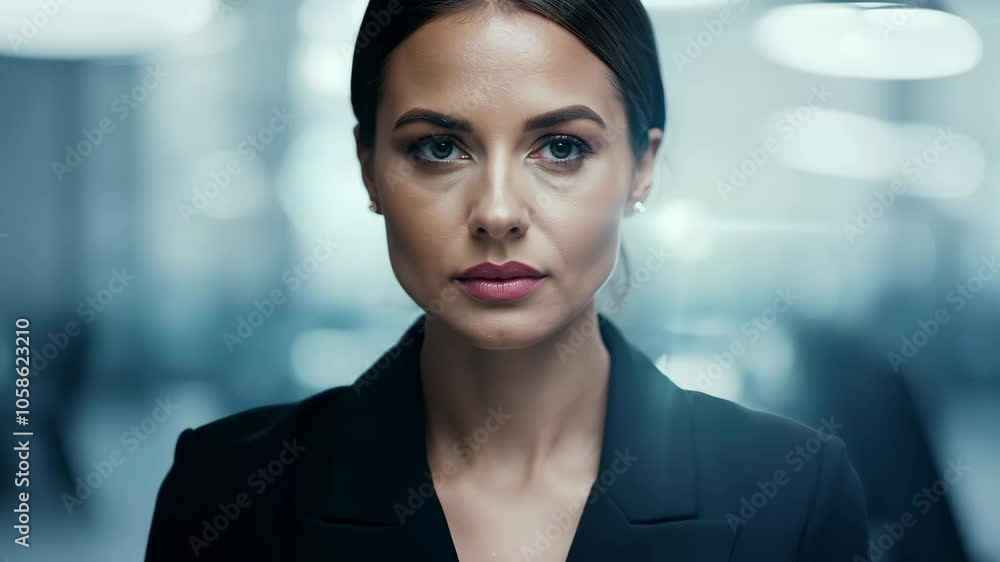 Close Up Portrait of Confident Young Beauty Businesswoman in Modern Office with Blurred Bokeh Defocused Background with Flares Close Up Portrait of Confident Young Beauty Businesswoman in Modern Office with Blurred Bokeh Defocused Background with Flares