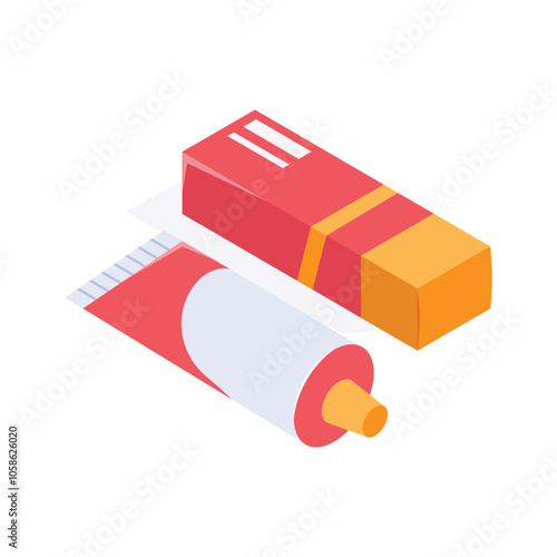 Isometric icon of a medical ointment tube for topical treatments