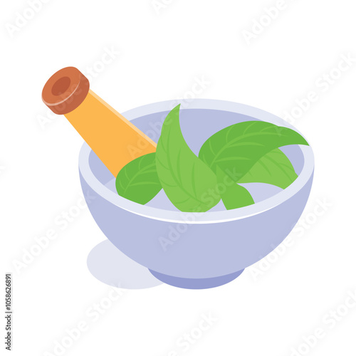 Mortar and pestle with leaves, representing natural and herbal medicine