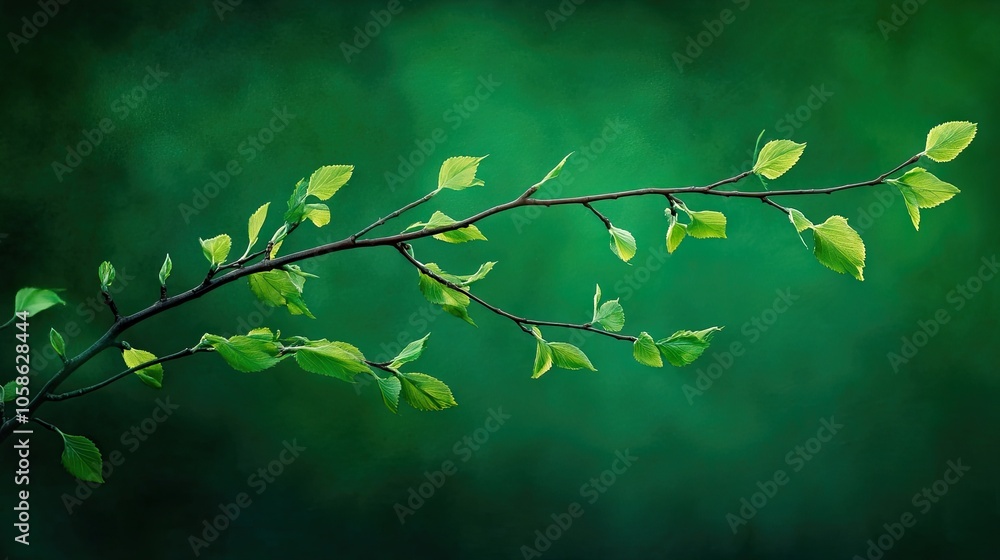 Fresh green branches sway in the wind against a dark green backdrop, embodying a health theme that captures vitality, with ample copy space for design considerations. Fresh green branches sway in the wind against a dark green backdrop, embodying a health theme that captures vitality, with ample copy space for design considerations.