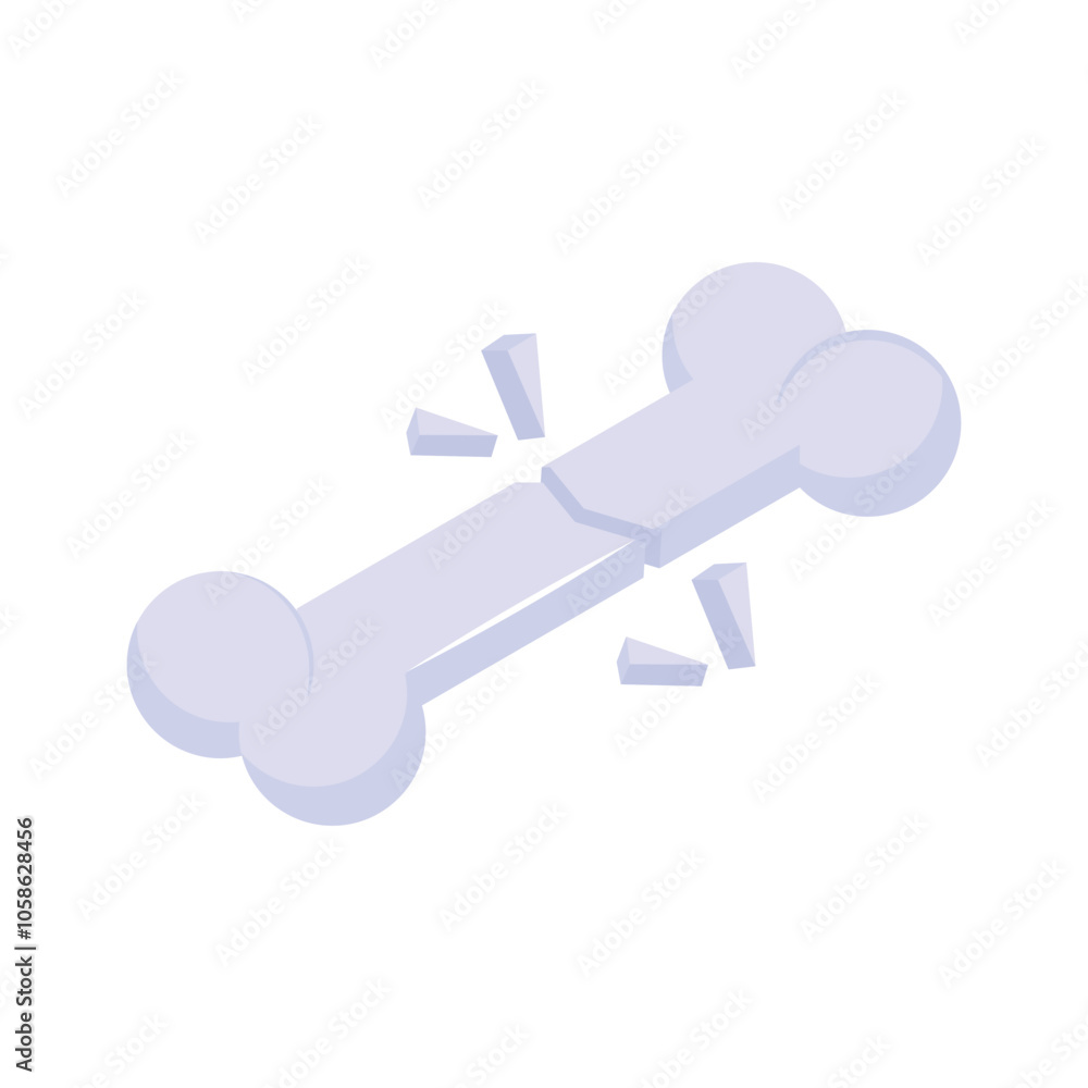 Isometric icon of a broken bone symbolizing fractures or bone injuries Isometric icon of a broken bone symbolizing fractures or bone injuries