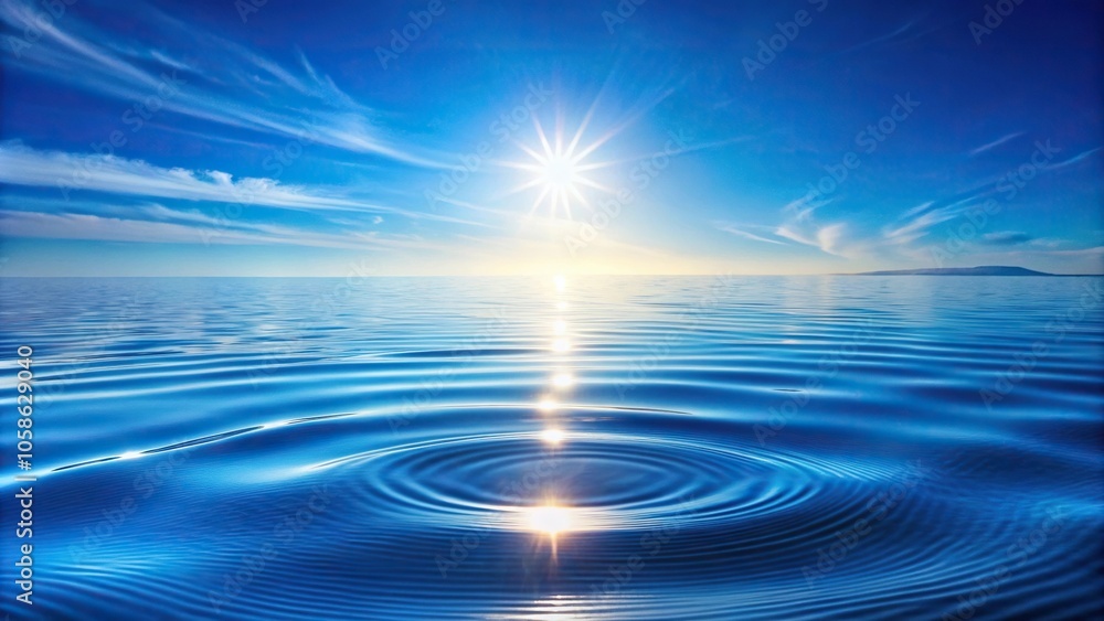 Ripple and light reflection on clear blue water surface panorama Ripple and light reflection on clear blue water surface panorama