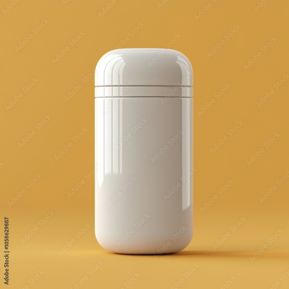 Minimalist White Cylinder on Vibrant Orange Background