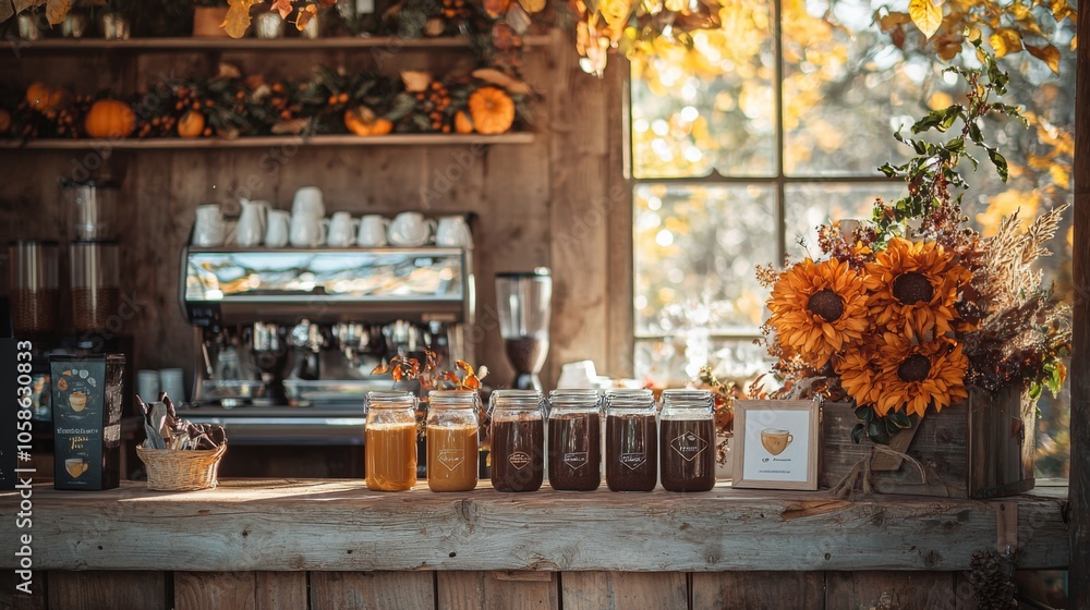 Barn cafe with rustic charm and autumn decor vibes Barn cafe with rustic charm and autumn decor vibes