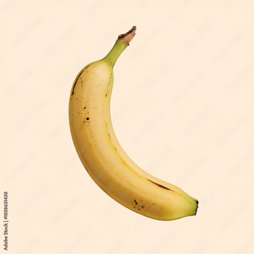 Single Ripe Yellow Banana Isolated on Beige Single Ripe Yellow Banana Isolated on Beige