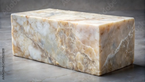 Rough-hewn marble block with visible seams and a rugged texture, texture, industrial feel, urban landscape photo