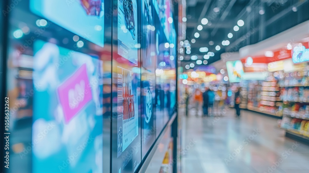 Close-up of a digital signage display in a retail environment showcasing ai-driven promotions based on customer preferences Close-up of a digital signage display in a retail environment showcasing ai-driven promotions based on customer preferences