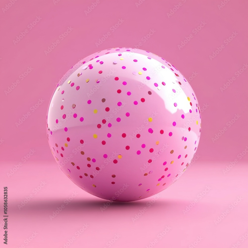 Playful Pink Polka Dot Sphere on Vibrant Background Playful Pink Polka Dot Sphere on Vibrant Background