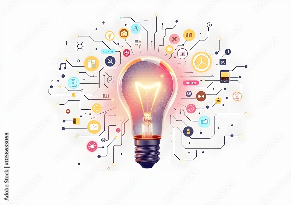 Light Bulb for have idea concept with technology icons. Light Bulb for have idea concept with technology icons.