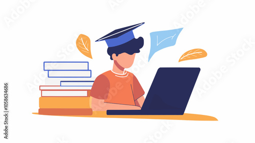Human use laptop technology internet learning and study online class technology network, e-learning, online education, education, training, tutor, video lesson, course, knowledge in homeschool