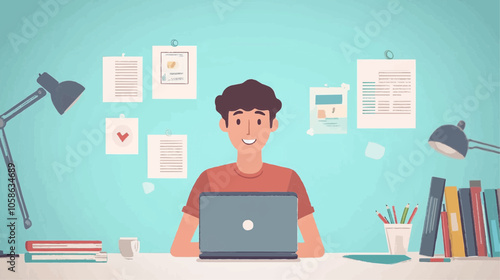 Human use laptop technology internet learning and study online class technology network, e-learning, online education, education, training, tutor, video lesson, course, knowledge in homeschool