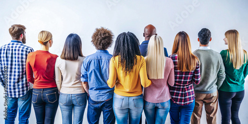 A diverse group of people seen from the back, symbolizing unity and inclusivity in a modern society