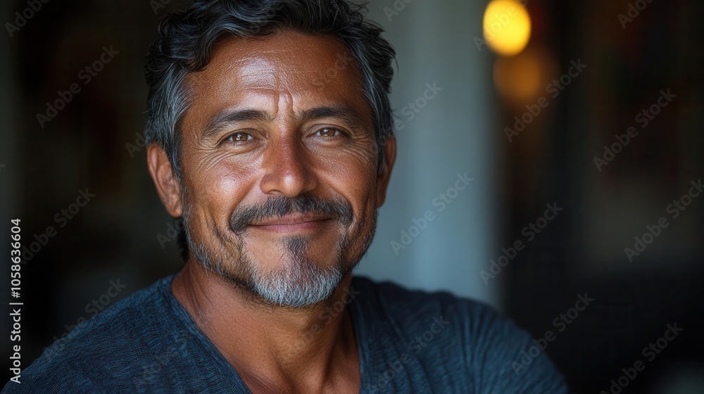 close-up portrait of a handsome middle-aged hispanic man, exuding warmth and happiness, smiling confidently, captured against a clean white background for a professional appeal close-up portrait of a handsome middle-aged hispanic man, exuding warmth and happiness, smiling confidently, captured against a clean white background for a professional appeal