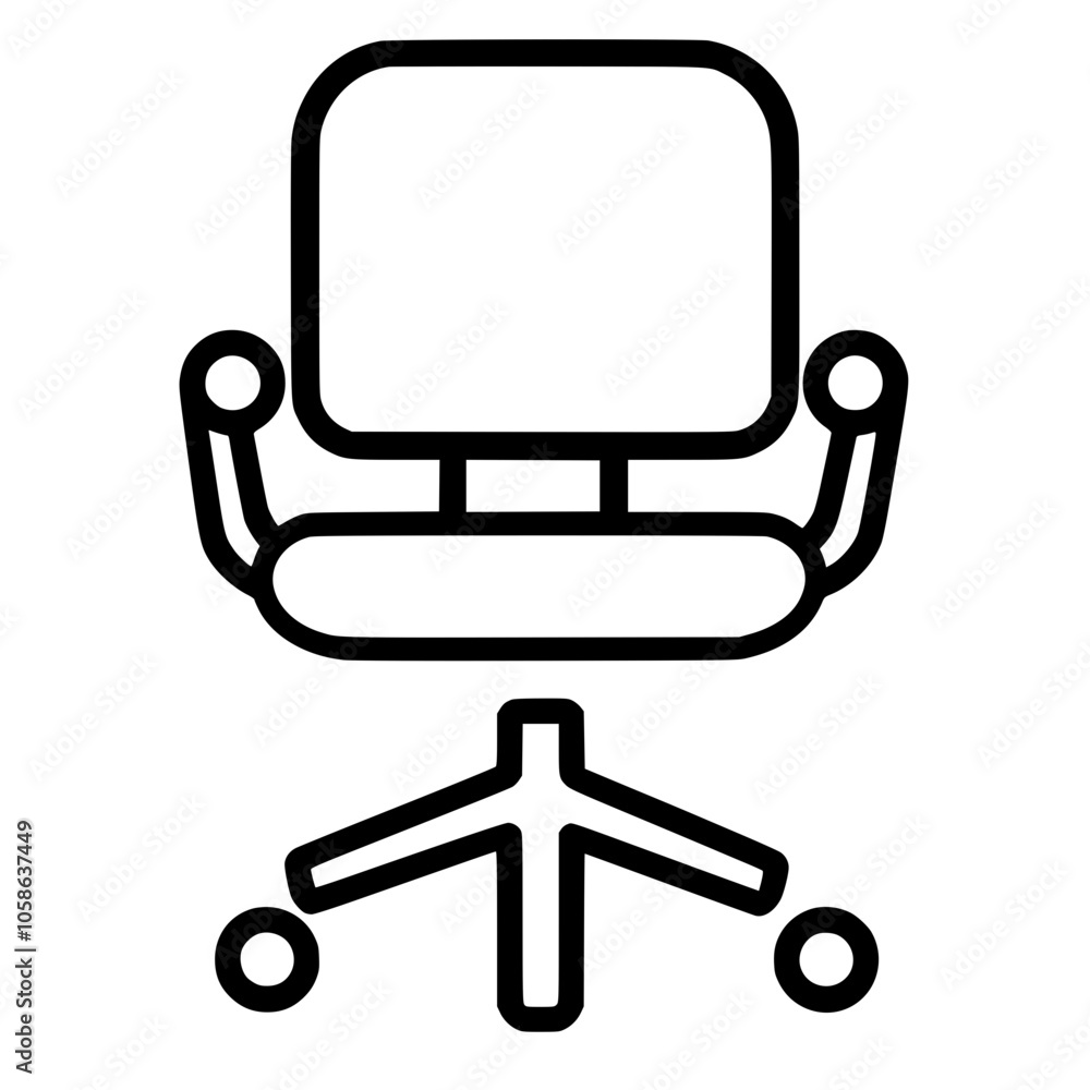 Icon of a modern office chair with armrests, perfect for workplace designs Icon of a modern office chair with armrests, perfect for workplace designs