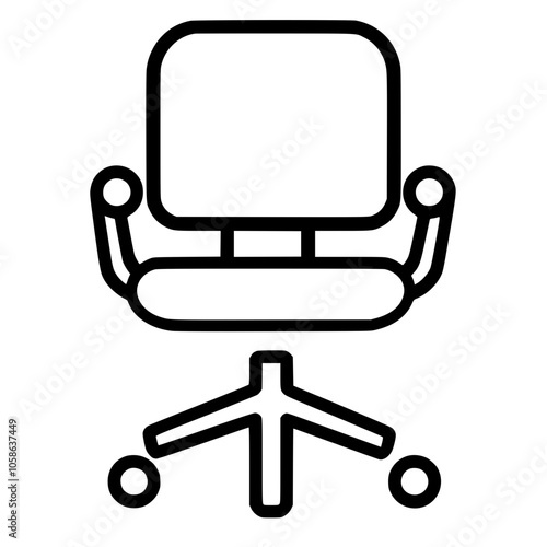 Icon of a modern office chair with armrests, perfect for workplace designs