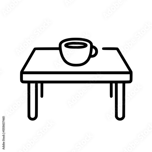 Table icon with a coffee cup, ideal for workspace or kitchen themes