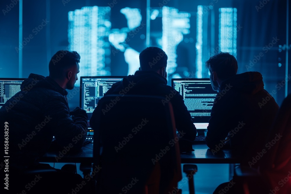 Group of it specialists discussing the integration of ai technology into their cybersecurity frameworks Group of it specialists discussing the integration of ai technology into their cybersecurity frameworks