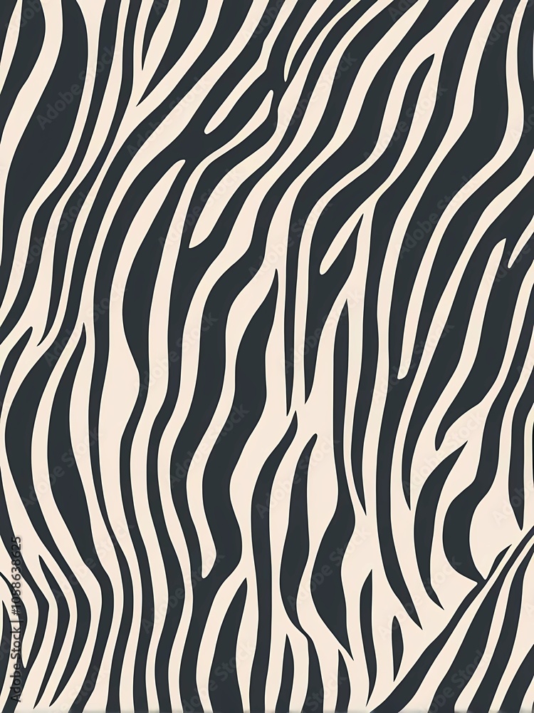 Wild animal print with stylish black and white stripes, perfect for unique textiles Wild animal print with stylish black and white stripes, perfect for unique textiles