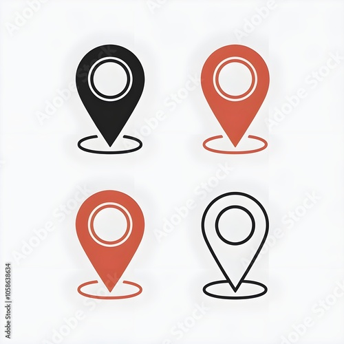 set of map location pin icons variations. 