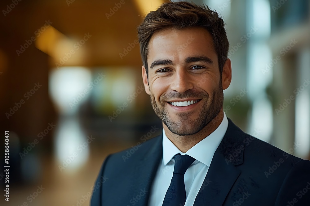 Confident Businessman in Sharp Navy Suit Headshot Confident Businessman in Sharp Navy Suit Headshot