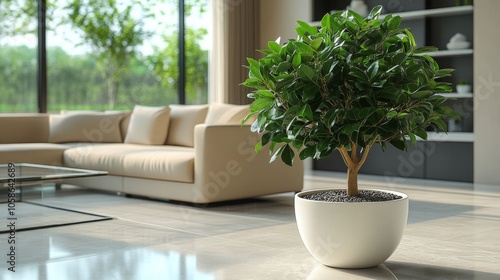 Minimalist decor with jade plant.