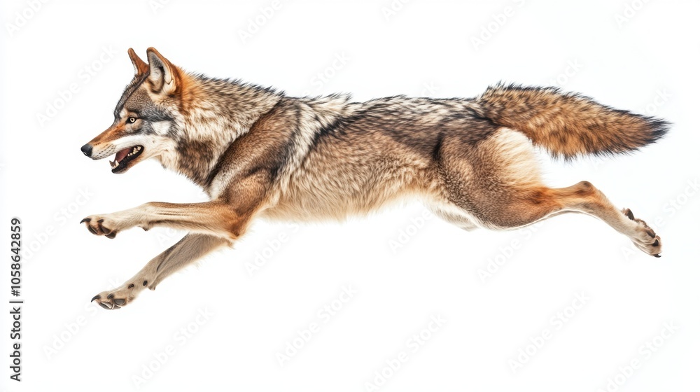 Obraz premium wolf attacking,running, jumping,action pose,tattoo, White background