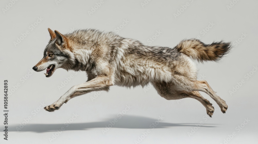 Obraz premium wolf attacking,running, jumping,action pose,tattoo, White background