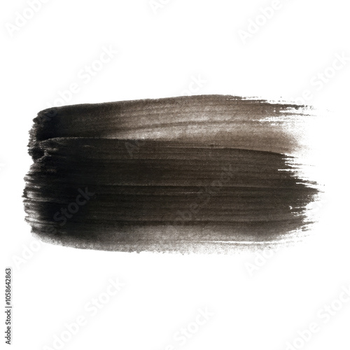 Black Watercolor Brush Stroke on Transparent Background