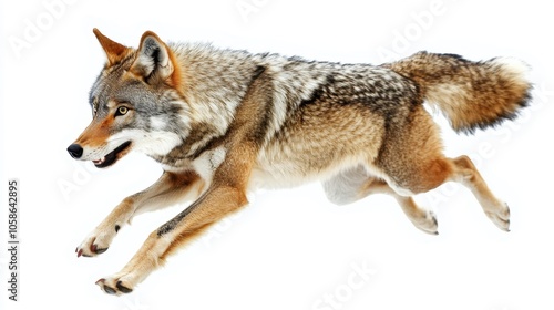 wolf attacking,running, jumping,action pose,tattoo, White background