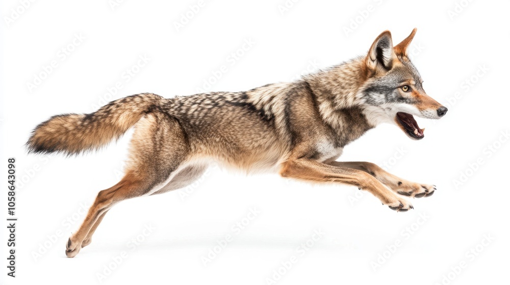 Fototapeta premium wolf attacking,running, jumping,action pose,tattoo, White background