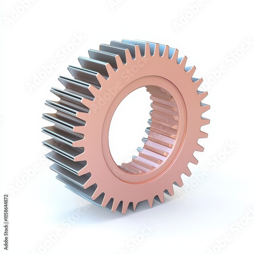 A metallic gear with teeth, used in machinery for transferring rotational motion. photo