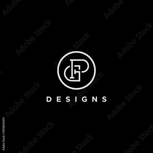 letter initial gp or pg luxury circle logo design