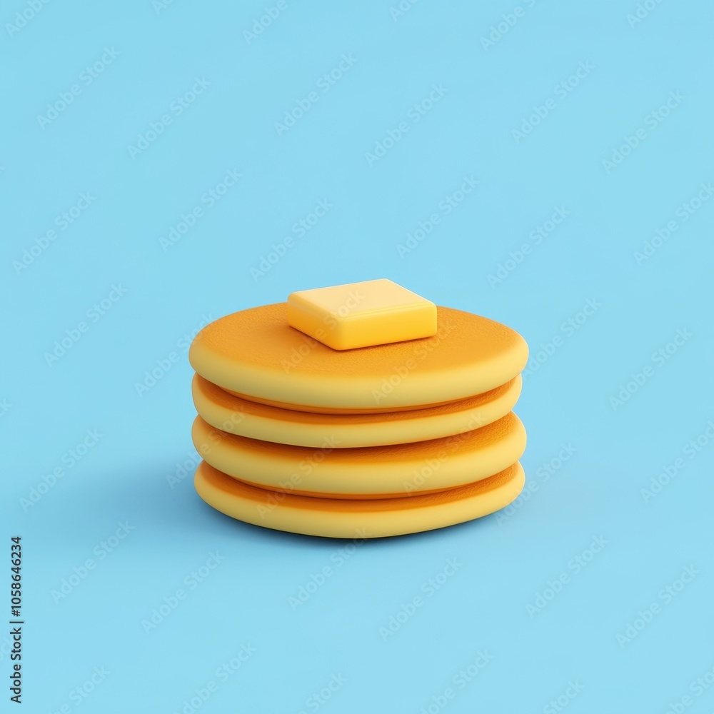 Delightful Pancake Stack on a Vibrant Blue Background Delightful Pancake Stack on a Vibrant Blue Background